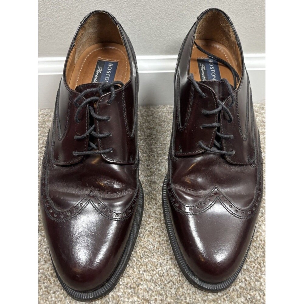 Bostonian Classics Size 8 Brown Burgundy Leather Mens Wingtip Toe Shoes